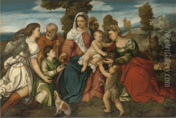 The Holy Family Oil Painting - Bonifacio Veronese (Pitati)