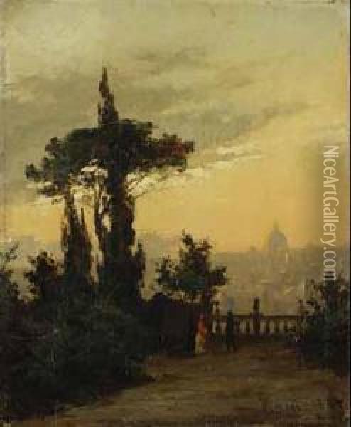 Abendstimmung In Rom. Oil Painting - August Seidel