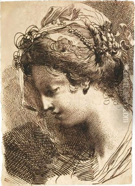 Head Of A Young Woman Oil Painting - Gaetano Gandolfi