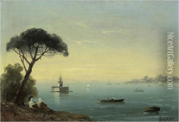 La Tour De Leandre Vue De Scutari, Constantinople Oil Painting - Mo Givanian