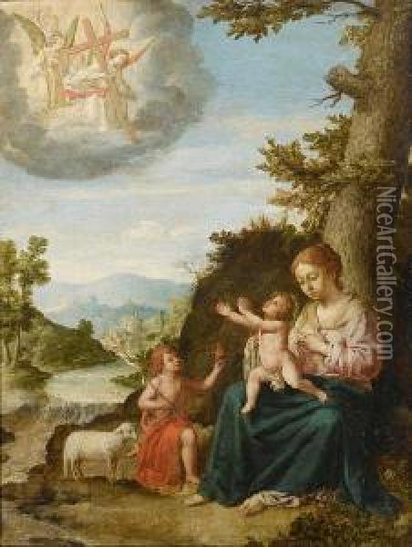 The Madonna And Child With The Infant Saintjohn The Baptist Oil Painting - Pietro Fiammingo Mera