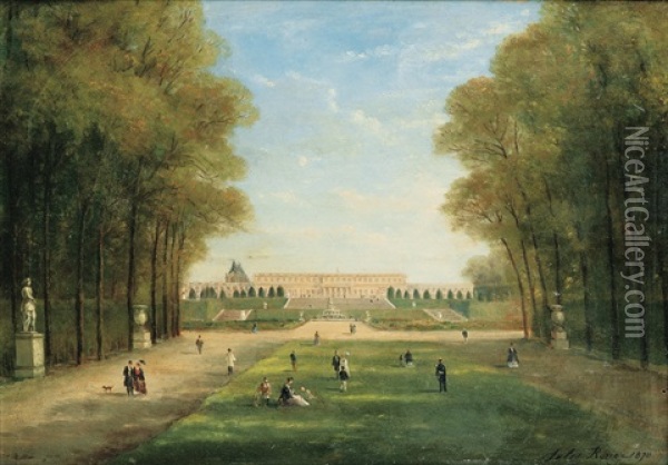 Promenade Dans Le Parc De Versailles Oil Painting - Jules Charles Rozier