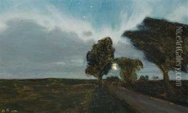Nordlys Oil Painting - Niels Bjerre