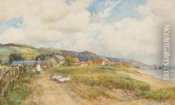 Breezy Weather Near Stonehaven,scotland Oil Painting - Ernest Albert Waterlow
