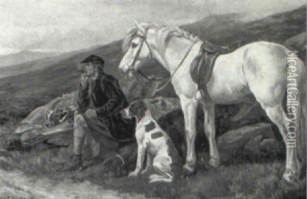The Highlander's Respite Oil Painting - Wright Barker