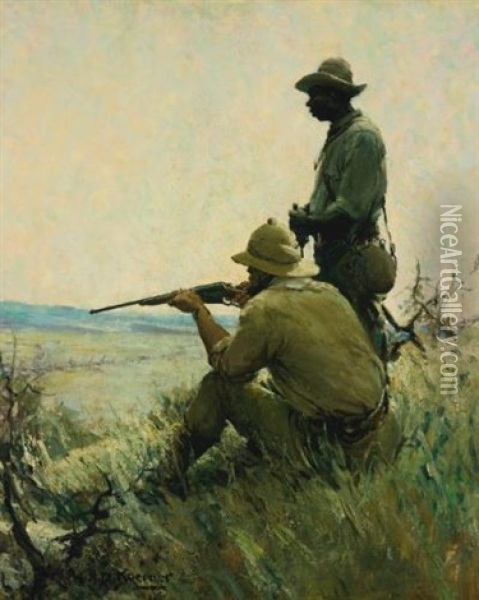 Taking Careful Aim Oil Painting - William Henry Dethlef Koerner