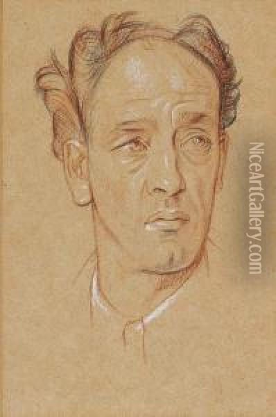 -portrait Head Of James Stephens (1882-1950) Oil Painting - William Rothenstein