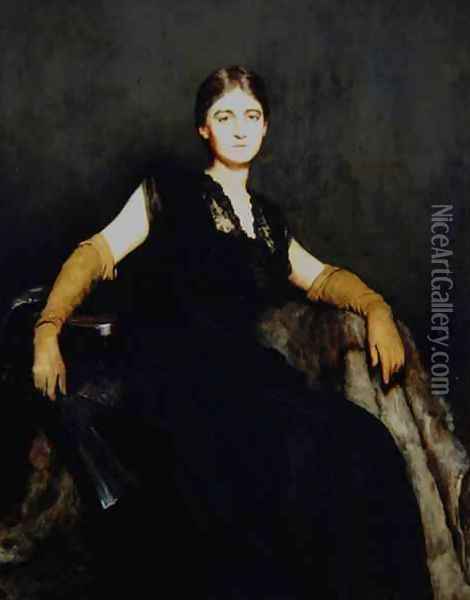 Entranced The Lady in Black Portrait of Miss Philsby Oil Painting - Sir Hubert von Herkomer