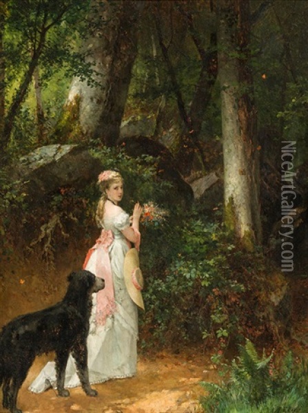 Junge Dame Im Wald Oil Painting - Anton Ebert