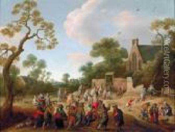 Bauern Auf Dem Weg Zur Kirche Oil Painting - Joost Cornelisz. Droochsloot