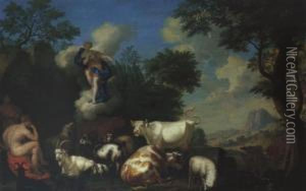 Juno Betraut Argus Mit Der Bewachung Der Verwandelten Io Oil Painting - Jan van Gool