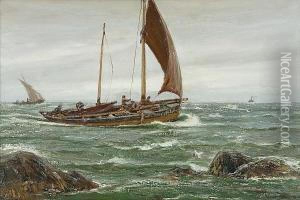 North Sea Fishermen Oil Painting - Patrick Downie