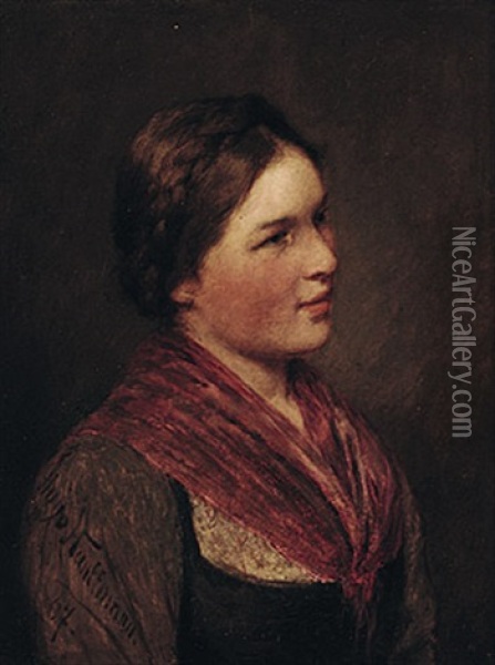 Junge Frau In Landlicher Tracht (+ Mann In Landlicher Tracht; Pair) Oil Painting - Hugo Wilhelm Kauffmann