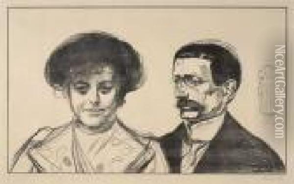 Anna Og Walter Leistikow Oil Painting - Edvard Munch
