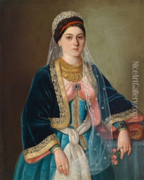 Bildnis Einer Schwester Von Stevan Petrovic Knicanin Oil Painting - Uros Knezevic