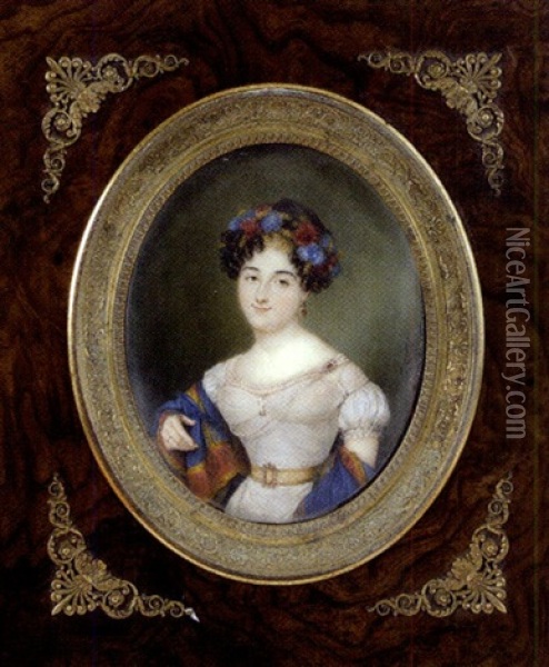 Portrait De Femme Oil Painting - Louis Marie Autissier