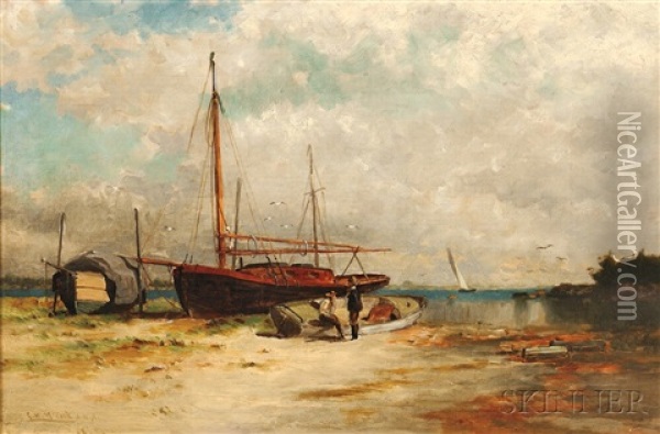 Boats On The Shore Oil Painting - George Herbert McCord