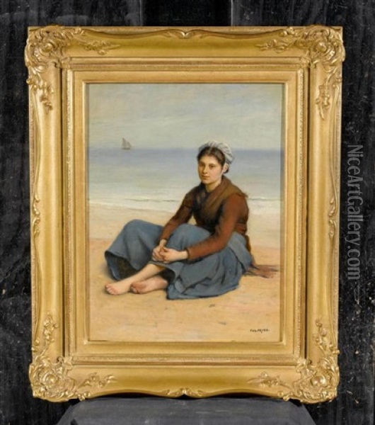 Madchen Am Strand Oil Painting - Jacques Eugene Feyen