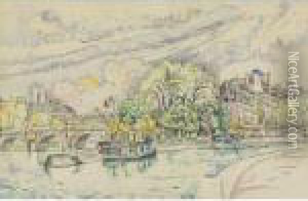 La Seine Au Vert-galant Oil Painting - Paul Signac