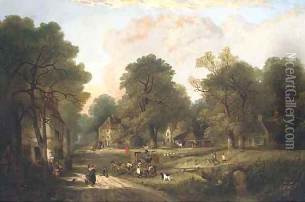A village in the New Forest Oil Painting - Edward Charles Williams