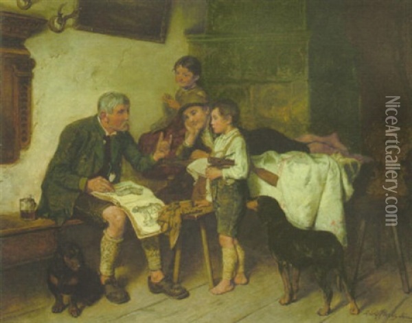 Tierkunde Oil Painting - Adolf Eberle