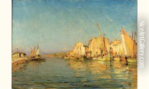 Port De Martigues Oil Painting - Henri Malfroy-Savigny