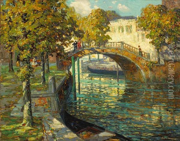 Canal Scene Oil Painting - Ossip L. Linde