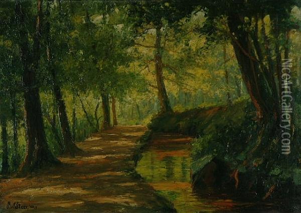 Canal And Towpath Through The Woods Oil Painting - Philip Wilson Steer