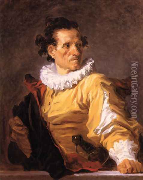 Portrait of a Man called 'The Warrior' Oil Painting - Jean-Honore Fragonard