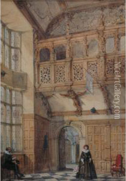 Hatfield House, Lord Salisbury Oil Painting - Joseph Nash
