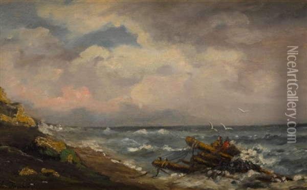 A View Along The Coast Oil Painting - Jean-Baptiste Isabey