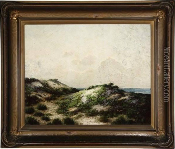 Sand Dunes With Blooming Verbena Oil Painting - Alexis Matthew Podchernikoff