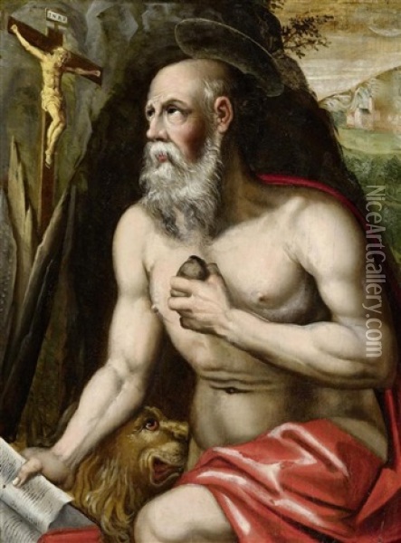 Heiliger Hieronymus Oil Painting - Jan Sanders (Jan van) Hemessen