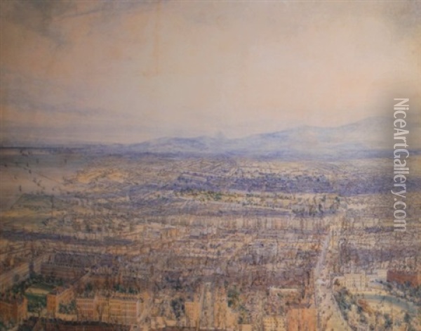 Dublin From The Spire Of St. George's Church, Hardwicke Place Oil Painting - James Mahoney