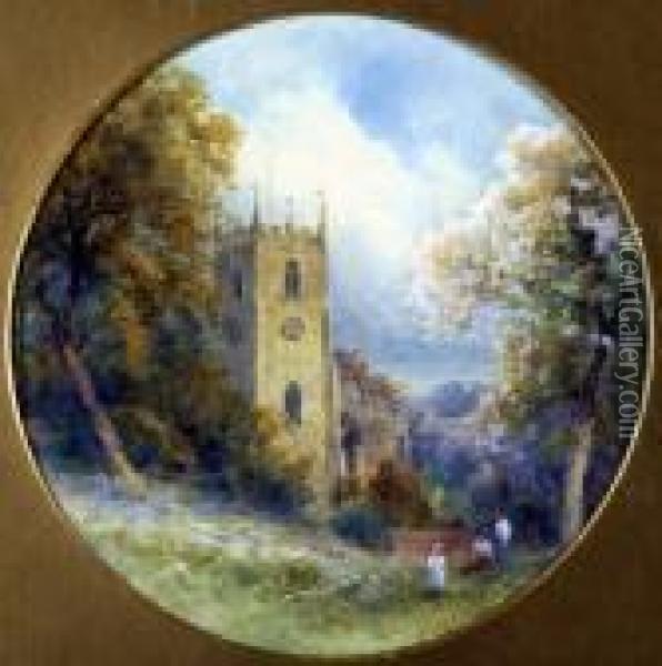 Chellaston Church Oil Painting - Frank Gresley