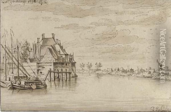 View Of The River Maas At Dordrecht Oil Painting - Josua de Grave