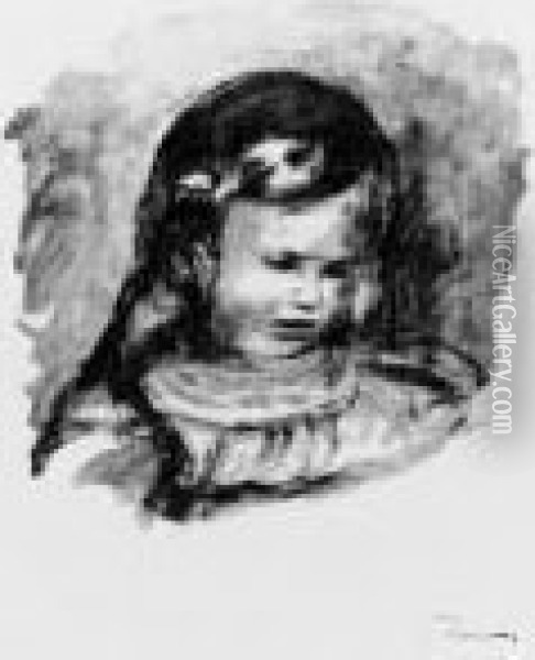 Claude Renoir, La Tte Baisse, 
From Douze Lithographies Originalesde Pierre- Auguste Renoir Oil Painting - Pierre Auguste Renoir