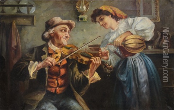 Il Violinista Oil Painting - Giuseppe Guzzardi