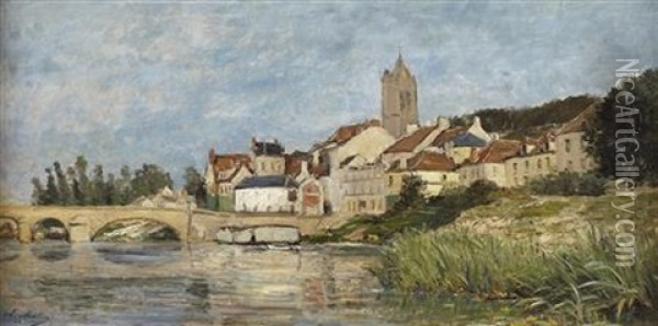 Voyage En Bateau, Beaumont-sur-oise Oil Painting - Edmond Constant Mathon