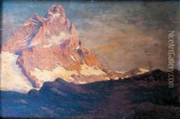 Il Monte Cervino (dal Plan Torretti) Oil Painting - Leonardo Roda