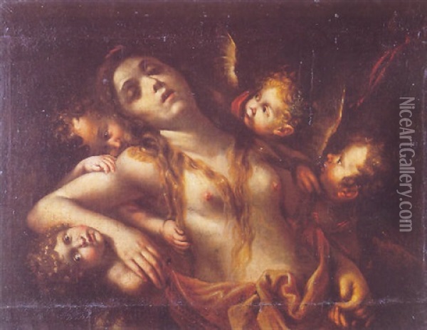 L'extase De Sainte Marie-madeleine Entouree D'anges Oil Painting - Francesco del Cairo