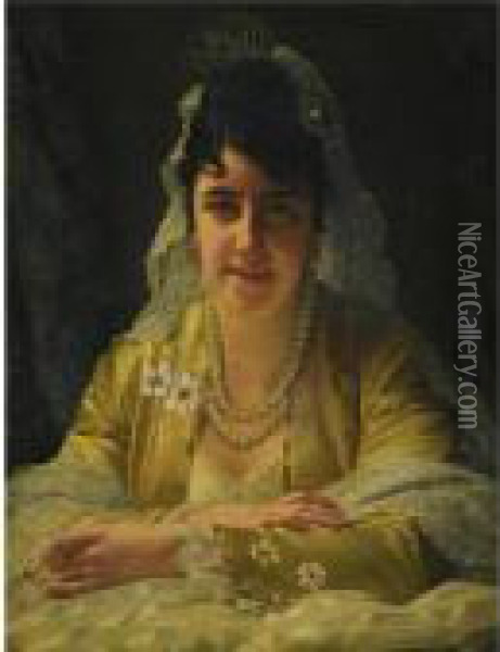 Portrait Of A Lady Oil Painting - Jan Frederik Pieter Portielje
