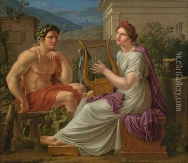 Herkules Und Die Muse Oil Painting - Eberhard Waechter