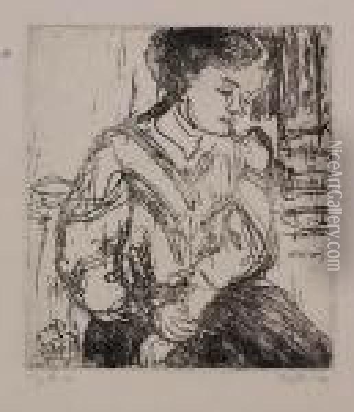 Sitzende Dame In Heller Bluse Oil Painting - Ernst Ludwig Kirchner