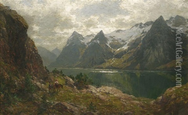 An Einem Norwegischen Fjord Im Sommer Oil Painting - Carl August (Karl M.) Osterley