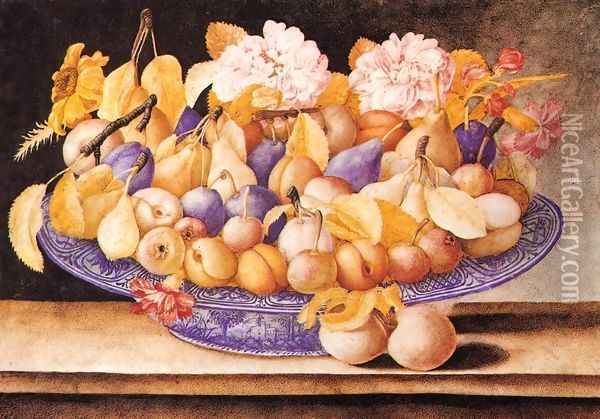 Still-Life of Fruit and Flowers Oil Painting - Octavianus Montfort