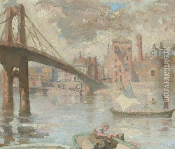 Chelsea Bridge Oil Painting - Betty Maude Christ. Fagan