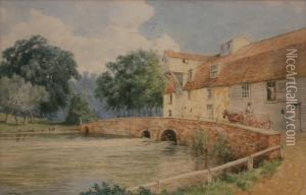 View Of A Mill Oil Painting - Charles Harmony Harrison