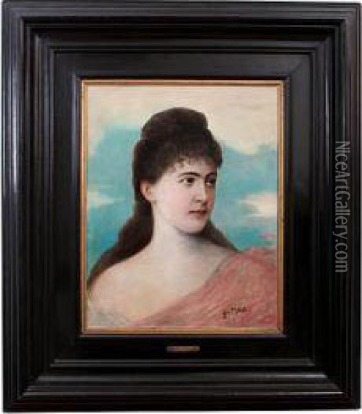 Portrait Of A Lady In Pink Oil Painting - Gabriel Cornelius Von Max