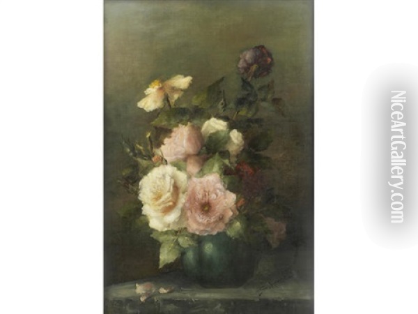 Still Life Of Roses Oil Painting - Sara Henze